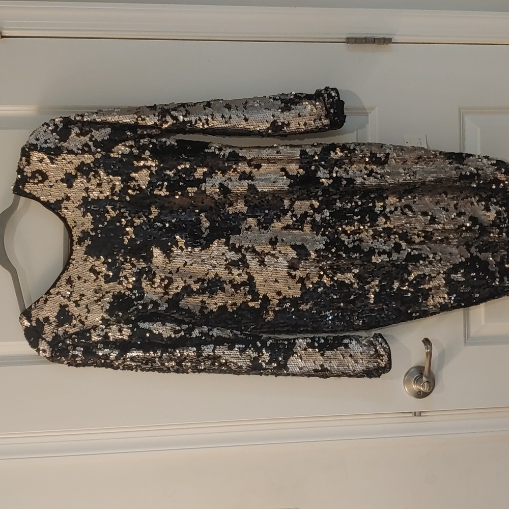 Black and silver sequin dress